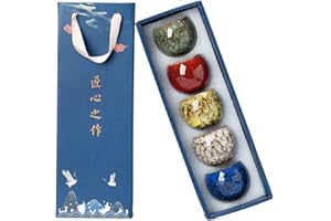 ZPGXLRZ - Set of 5 ceramic tea cups with designed gift box, 5 elegant colors