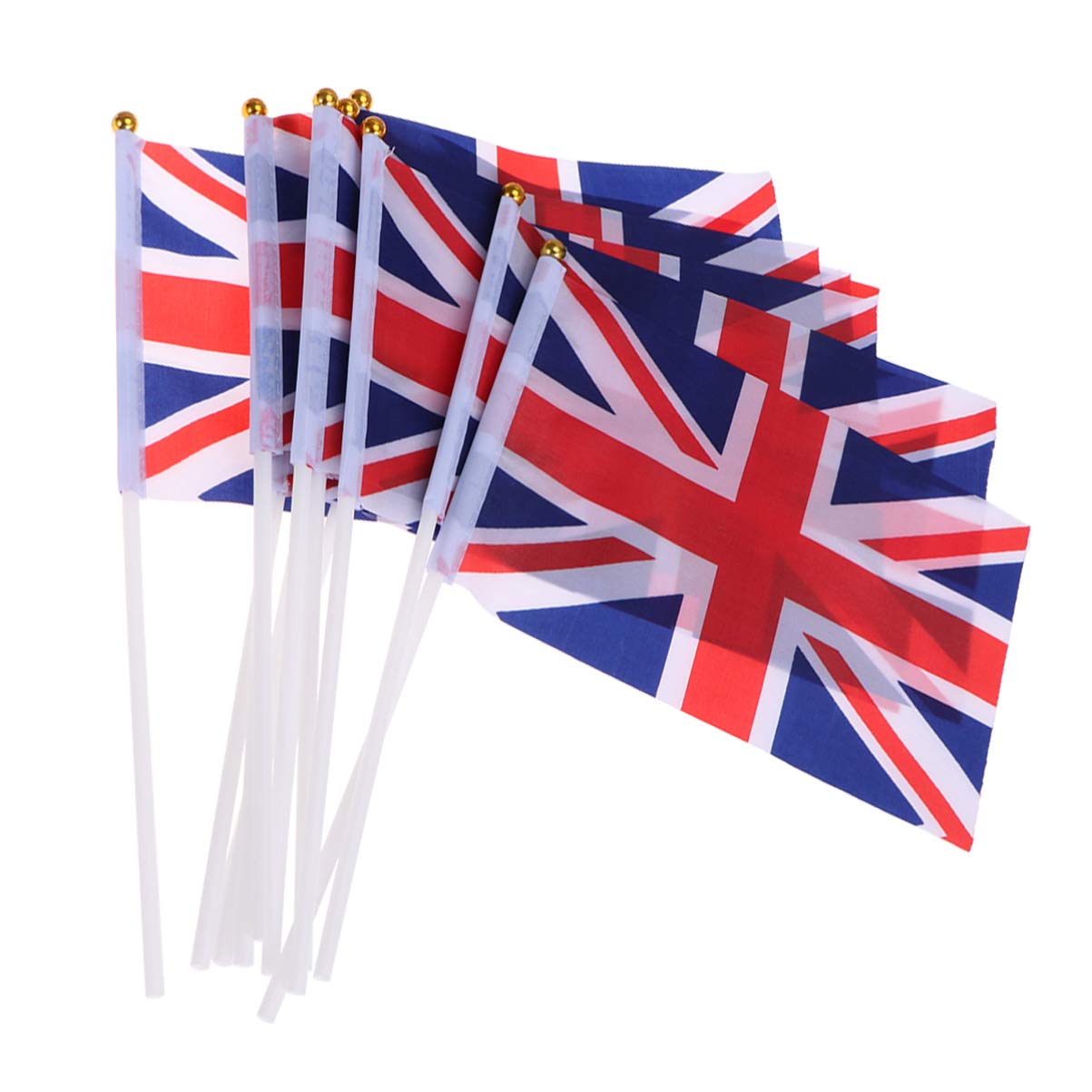 GALPADA 100Pcs Union Jack Hand Held Flag Mini UK Royal Great Britain Hand Waving Stick Flag for International, Festival Party Decorations, Sports Clubs