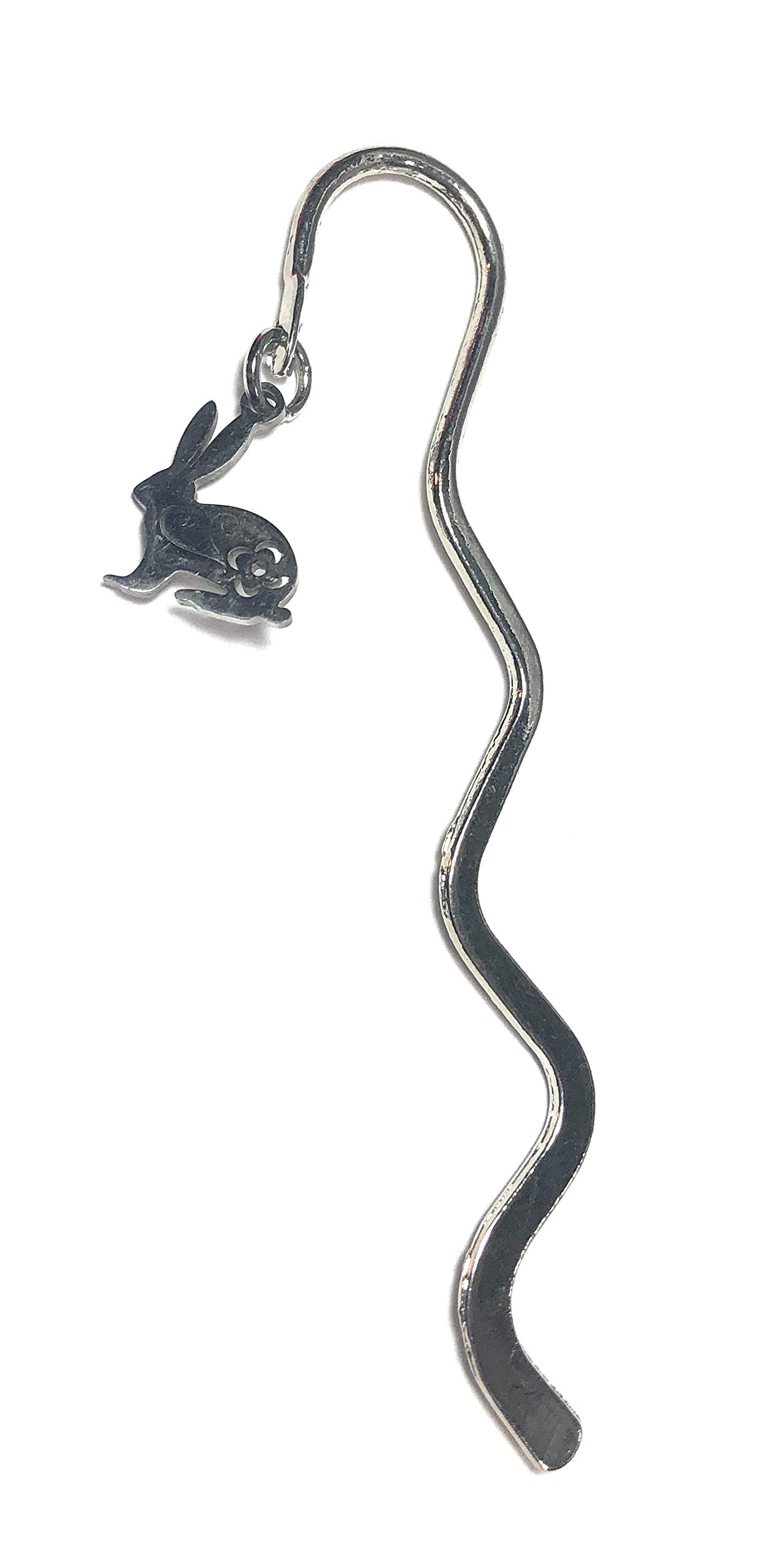 FizzyButton Gifts Bunny Rabbit with Cutout Detail Silver Tone Mini Bookmark with Stainless Steel Charm in Gift Bag