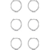 925 Sterling Silver Hoop Earrings for Women - 3 Pairs Hypoallergenic Lightweight Hoops Fashion Earrings Cartilage Earring Small Hoop Earrings for Women Men (6/8/10/12mm)