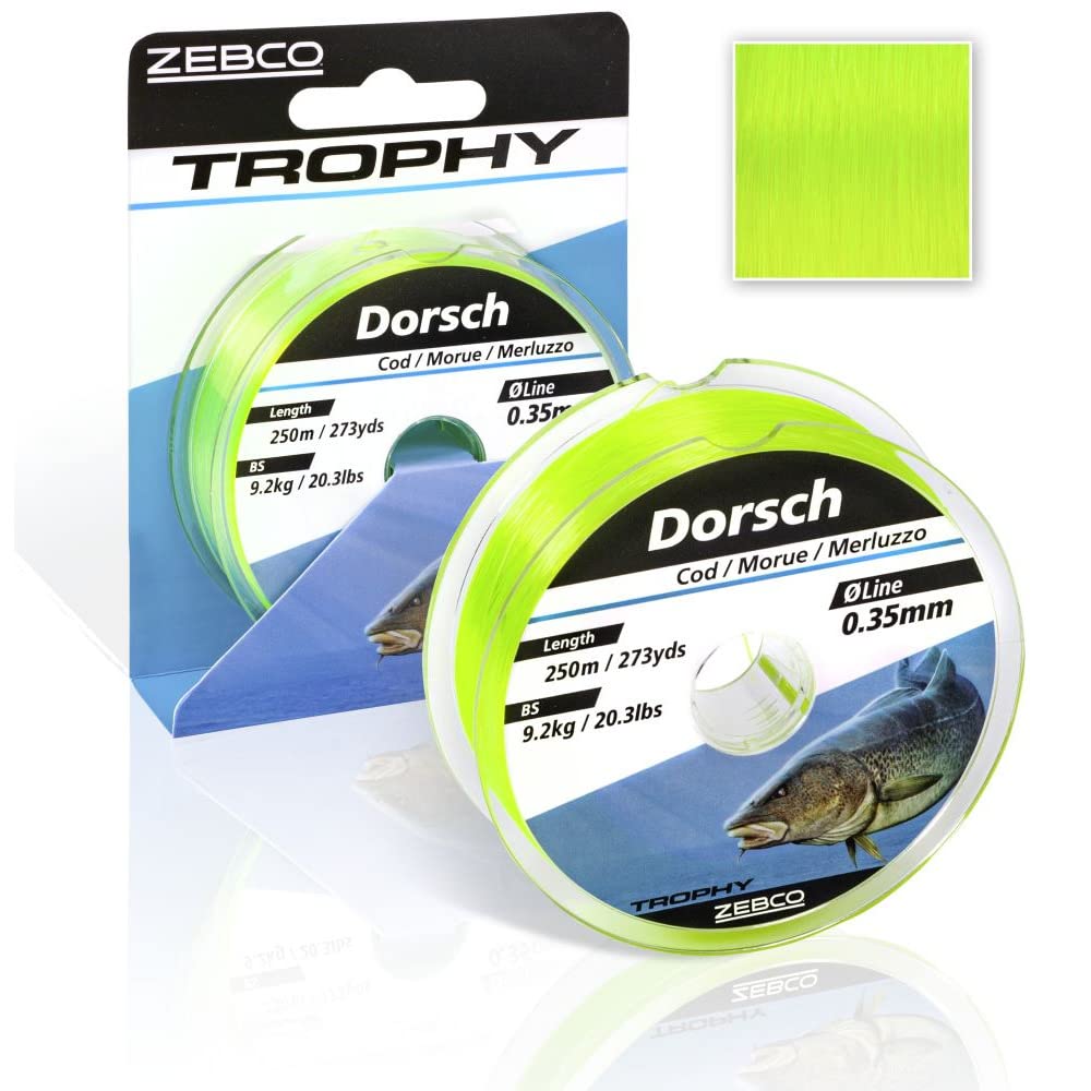 Zebco Quality Trophy Cod Monofilament Fishing Line Fishing Accessories Cod Line Fluo Yellow 0.40 mm / 12.7 kg