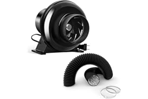 iPower 4 Inch 195 CFM Inline Duct Ventilation Fan with 8 Feet Ducting, Quiet Vent Blower for Hydroponics Grow Tent, Greenhouse Air Circulation, Upgrade, Black