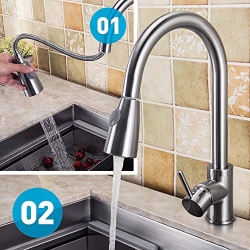 Bhq 1006 kithcen sink faucet, modern stainless steel si…