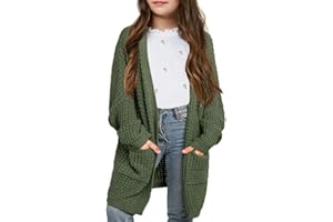 SySea Girls Batwing Long Sleeve Cardigan Open Front Chunky Knit Sweaters Coats with Pockets