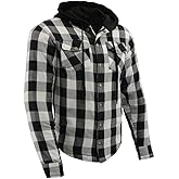 Milwaukee Leather Men's Hooded Flannel Motorcycle Shirt w/CE Approved Armor - Reinforced w/Aramid Fibers - Small