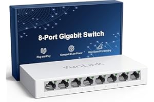 8 Port Gigabit Ethernet Switch – VunLink Unmanaged Network Switch Hub, Desktop Ethernet Splitter, Plug-and-Play, Fanless & En