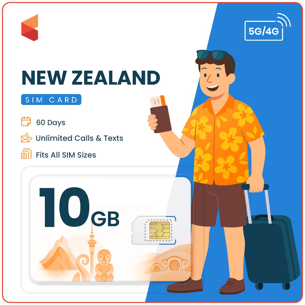 New Zealand Travel Sim Card | Internet Data | Calling and SMS included (5GB Internet Data)