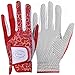 GH Women's Leather Golf Gloves One Pair - Heart Patterned Both Hands (Red, 20 (M))