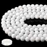 70PCS Natural 8MM Healing Gemstone, Moonstone Energy Stone Round Loose Beads, Semi-Precious Crystal Beads with Free Elastic String for Jewelry Making DIY