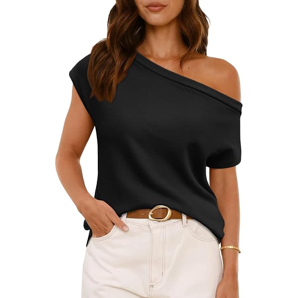 Saodimallsu Womens Off One Shoulder Sweater Tops Summer Saodimallsu Womens Off One Shoulder Sweater Tops Summer
