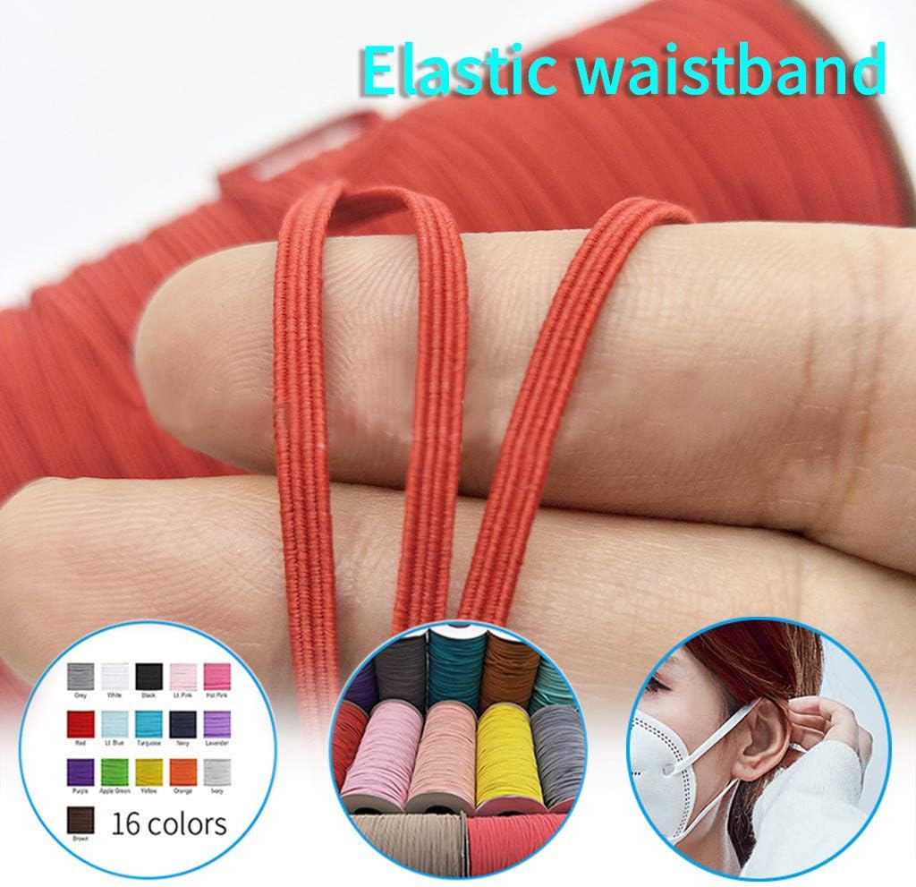 AKIWOS 1/8 Inch DIY Super Stretchy Ear Rope, Random Colors, Each in 3 Yards, Multicolor Cord Durable Elastic Rope Sewing and Crafting Supplies