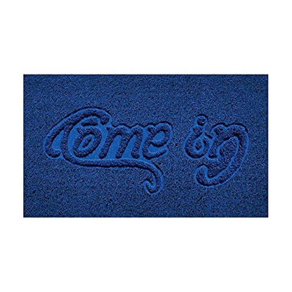 Nicoman Embossed Spaghetti Door Mat Dirt-Trapper Jet-Washable Doormat 70x43cm (Blue, COME-IN) - Use on Carpet ONLY