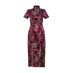 Shanghai Story Short Sleeve Long Qipao Brocade