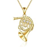 URONE Instrument Necklace 925 Sterling Silver French Horn/Harp/Violin/Drum/Trumpet Pendant Music Instrument Jewelry Gifts For Women