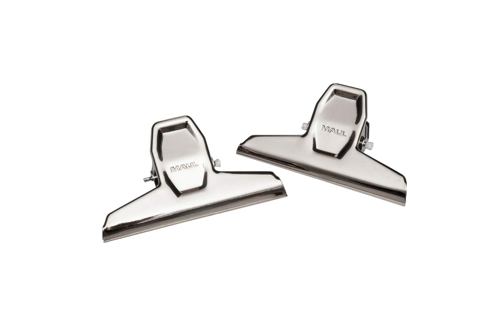 MAULpro Paper Clamps Torsion-Resistant Steel 95 mm Width 25 mm Clamp Width Light Silver Pack of 2