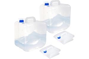 Cosell Collapsible Water Container with Spigot & Hook, BPA Free Water Jug, Foldable Carrier Bucket, Water Storage Container for Camping Hiking Survival Kit, 2-Pack (10L/2.6 Gallon)