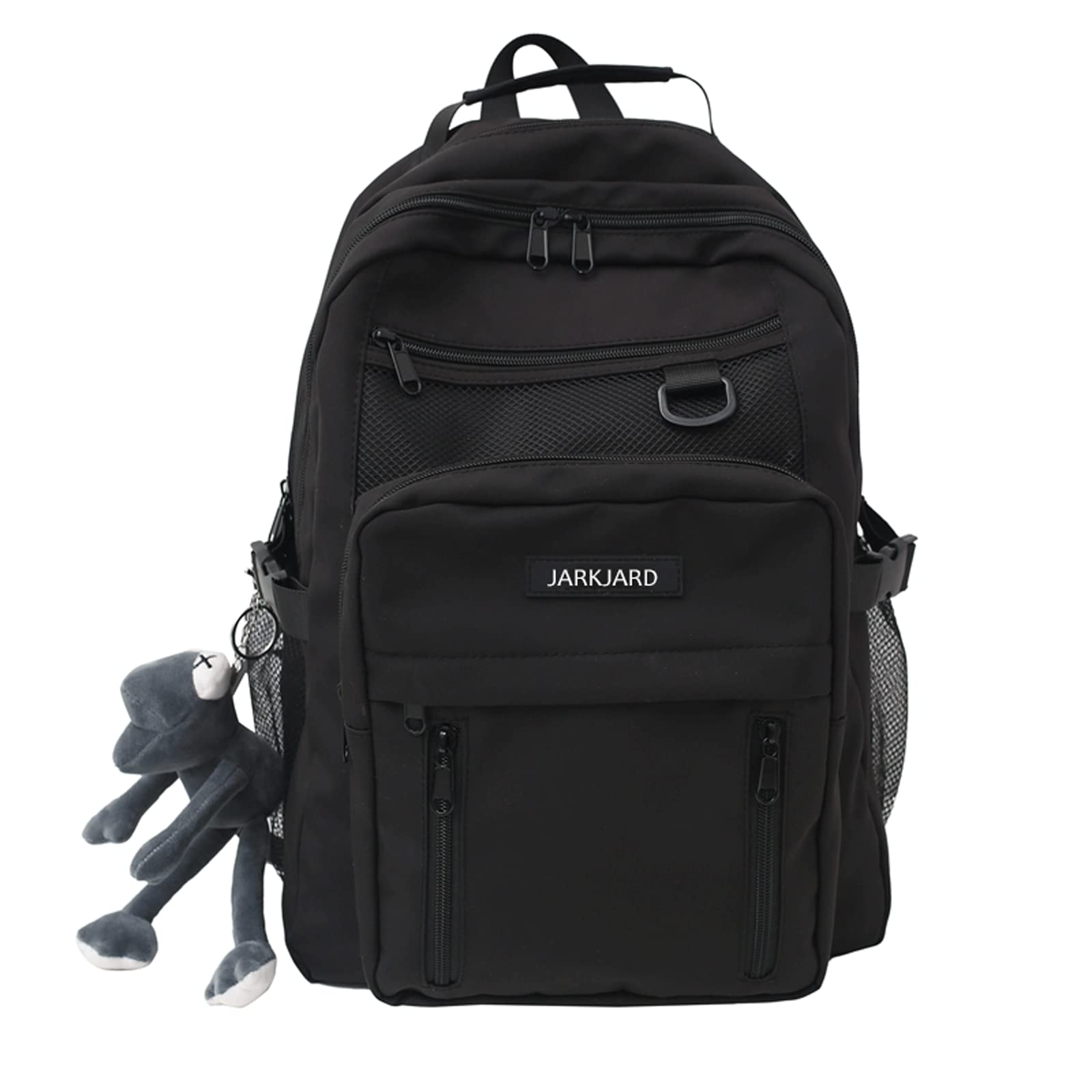Photo 1 of JARKJARD Cute Aesthetic Backpack Kawaii Backpack for School with Cute Pendant Casual Daypack Middle Student Travel College Bookbag for Girls Large Capacity(Black)