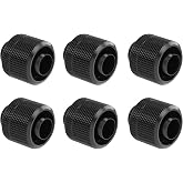 Dracaena.io 6-Pack G1/4 Soft Tube Compression Fitting, 3/8"ID 5/8"OD, Black | Brass fitting with a sleek black finish &middot; Embedded O-ring for a leakproof seal &middot; For computer water cooling systems