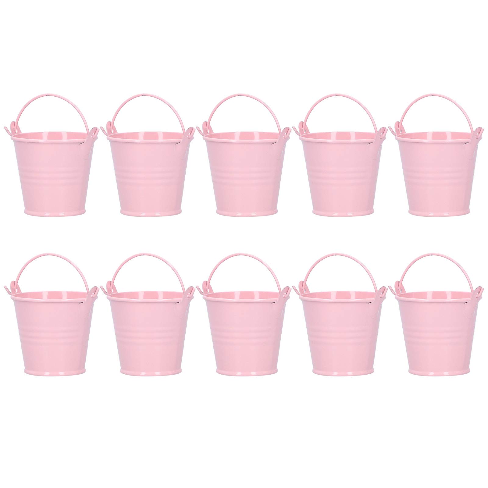 10PCS Flower Pot Mini Succulent Plant Pot Small Metal Bucket for Indoor Outdoor Decoration(pink)