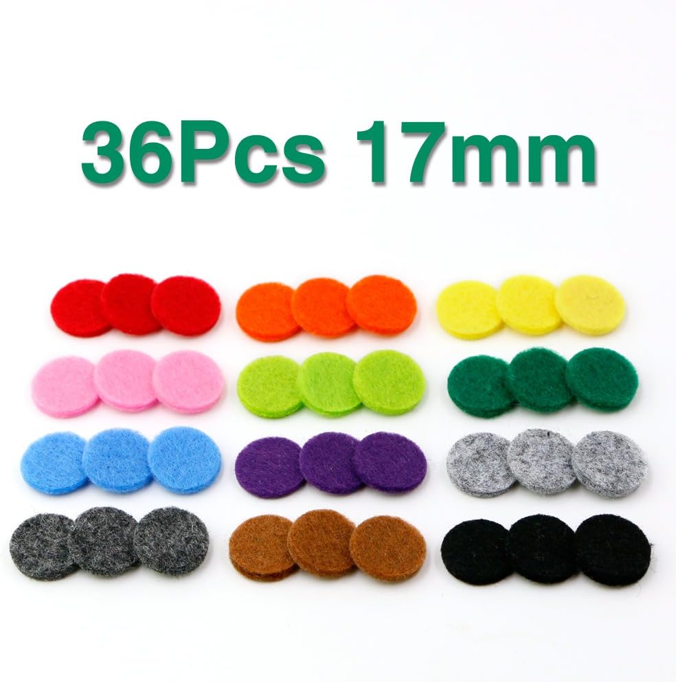 RoyAroma 17mm Replacement Felt Pads(36 PCS) For 25 mm Essential Oil Diffuser Locket