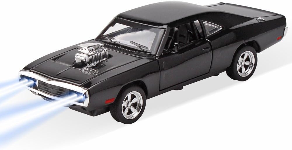 ZHFUYS Toy Cars,1 32 Diecast Model Cars Dodge Alloy car Wite LED Light Box Music Zinc Alloy Pull Back Cars（Black）