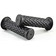 Augeny Motorcycle Hand Grips, 7/8" Vintage Non-Slip Rubber Handlebars, Soft Motorbike Thruster Grip for Hand Comfort, Universal Accessories for Motocross Scooter Dirt Bike (Black)