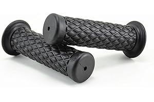 Augeny Motorcycle Hand Grips, 7/8" Vintage Non-Slip Rubber Handlebars, Soft Motorbike Thruster Grip for Hand Comfort, Universal Accessories for Motocross Scooter Dirt Bike (Black)