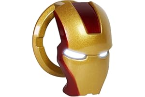 OFFCURVE Iron Man Car Engine Start Stop Button Cover, Metal General Motors Ignition Switch Decorative Cover, Anti-Scratch Car Engine Decoration Cover (Gold-Red)
