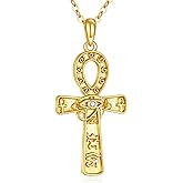 TIGER RIDER Eye of Horus Necklace Sterling Silver Egyptian Ankh Cross Pendant Necklace Protection Jewelry for Women