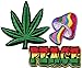 Lot of 3 peace mushroom pot weed rasta reggae hippie retro embroidered appliques iron-on patches new