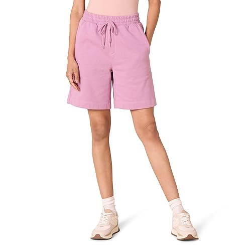 Amazon Essentials Women's Fleece High Rise Bermuda Shorts, Purple Mauve, Large, Plus Size Available