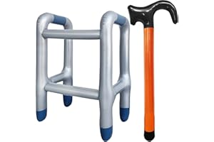 OJYUDD 2 Pcs Inflatable Walker and Cane,Fake Cane Blow Up Toy,Funny Old Age Costume Prop for Retirement Party Decorations Gag Gift,100th Day of School,Christmas,Halloween
