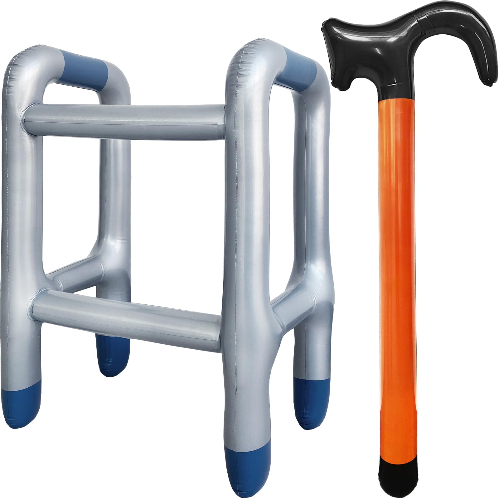 Photo 1 of 2 Pcs 100 Days of School Costume Prop Gag Gifts Inflatable Walker and Cane for Men,Funny Old Age Costume Prop for Retirement Party Decorations