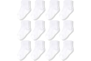 CozyWay Baby & Toddler Socks With Grippers Non Slip Crew Grip Socks for Girls and Boys Soft Comfy Cotton - 12 Pack