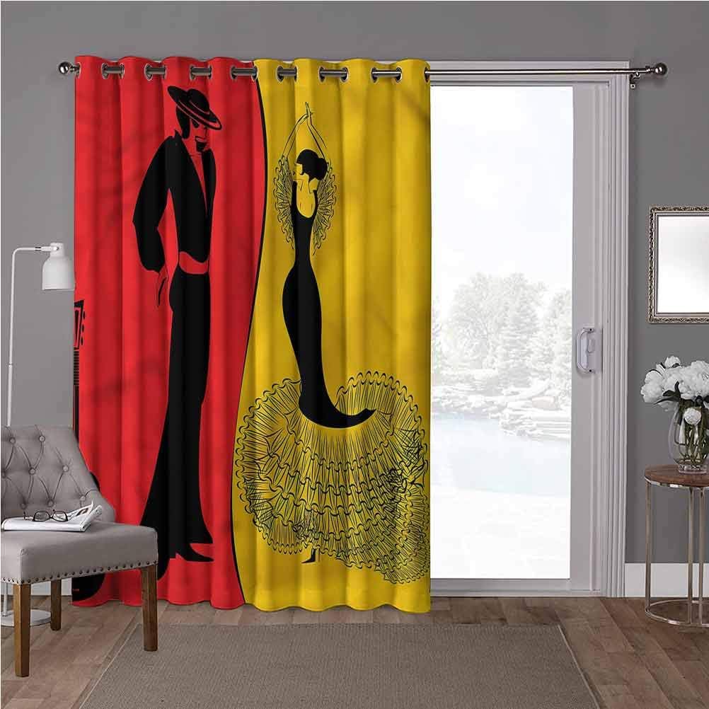YUAZHOQI Sliding Door Insulated Curtains, Art,Spanish