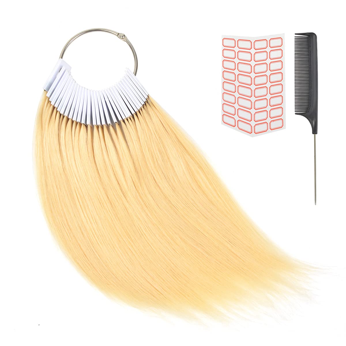 30 pcs 8 Inch Human Hair Swatches Testing Color Samples Rings for Hair Extensions Salon Hair Color Chart (Blonde) โ image 1