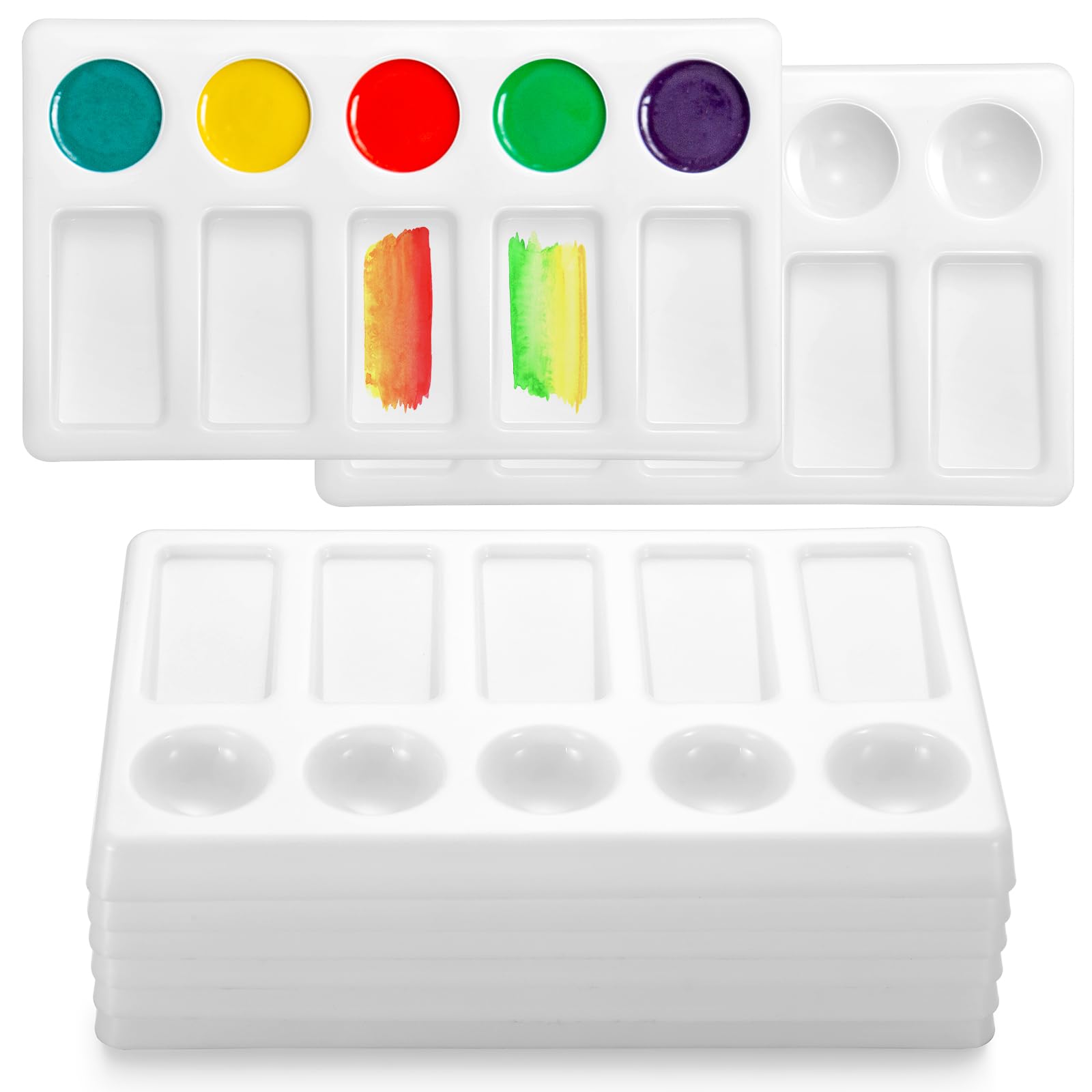 Paint Palette Rectangular Humyoun 6 Pcs 10-Well Plastic Paint Palette Rectangular Paint Mixing ...