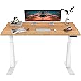 FLEXISPOT Z8 Luxe Oval Leg Dual Motor 3 Stages Bamboo Electric Standing Desk 72x30 Inch Whole-Piece Board Height Adjustable Electric Stand Up Desk Sit Stand Desk(White Frame + Bamboo Desktop)
