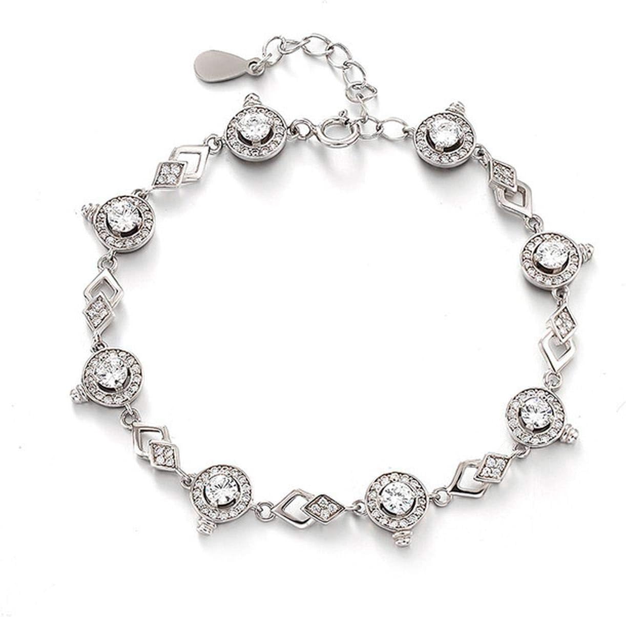1 Pc Womens Bracelet Round Shaped Zircon Bracelet Quadrilateral