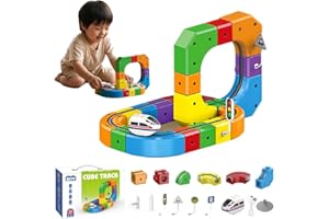 Ensemble de train électrique à clic - Jouet de construction magnétique défiant la gravité - Jeu de piste de course flexible p