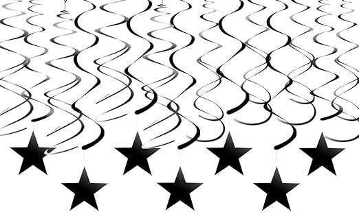 Amazon Com Adeer Black Star Swirl Decorations Hanging Party