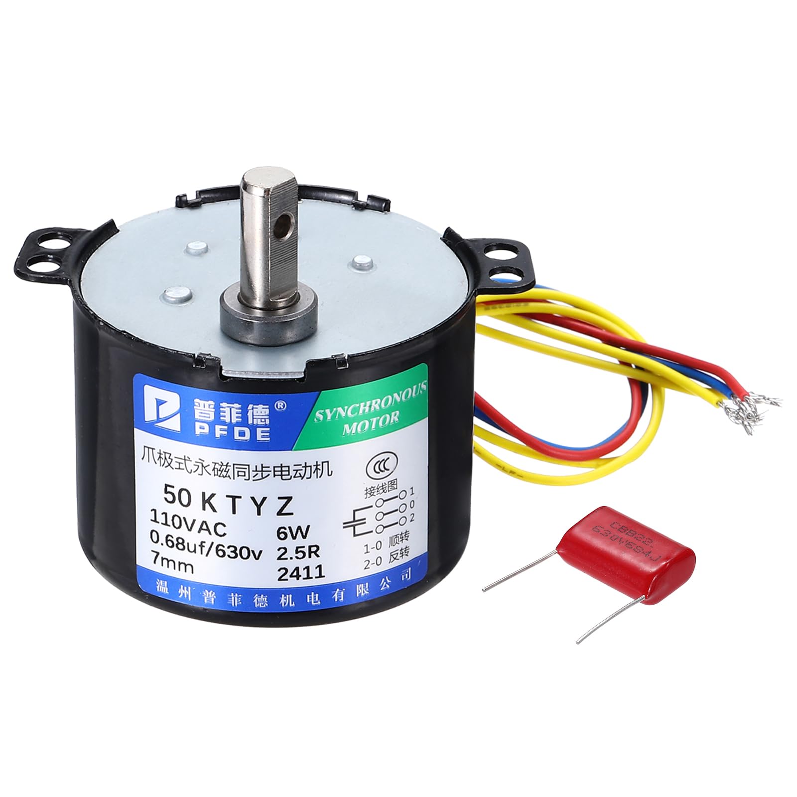 DMiotech Synchronous AC Reduction Motor 50KTYZ AC110V 2.5RPM Ac Motor 260N.CM CW/CCW Low Noise Gearbox Electric Motor for Instrumentation Automation Control