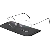 prtcslwd Round rimless reading glasses super light titanium alloy Reader for men and women