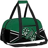 Kid Cheer Duffel Bag Weekender Overnight Bag Travel Collapsible Sports Gym Bags for Girls Boys Gymnastics Sleepover Waterproof Carry-on Bags Lightweight Work Out Handbags Green Black White