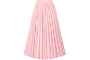 GOLDSTITCH Women's High Waist Pleated Skirt A line Swing Midi Skirt