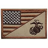 SpaceAuto USA American Flag w/ Marine Corps USMC Military Tactical Morale Badge Patch 3