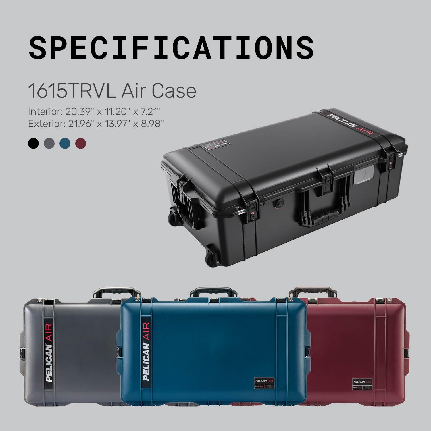 Pelican Air 1615 Travel Case - Suitcase Luggage (Black)