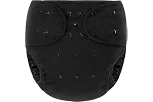 Littleforbig Washable Adjustable Reusable Waterproof Primary Comfort Cloth Adult Diaper Wrap Cover One Size Black