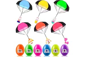 AUSSNICE 6 Pack Easter Eggs with Parachute Toy for Kids Boys Girls, Easter Egg Fillers with Hand Throw Flying Toy, Easter Basket Stuffers Gifts Party Favors