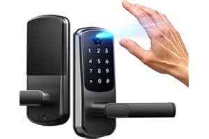 Smart Door Lock with Palm Vein Recognition, Camcamp Keyless Entry Door Lock with Handle for Front Door, Auto Lock, Backlit Keypad, IP65 Waterproof, DIY Installation